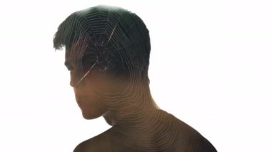 Çift pozlu siluet örümcek ağı şaşkın adam