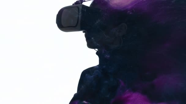 Realidade virtual dispositivo futurista mundo digital — Vídeo de Stock