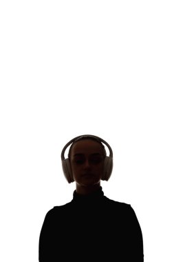 Kadın silueti ses kablosuz kulaklık