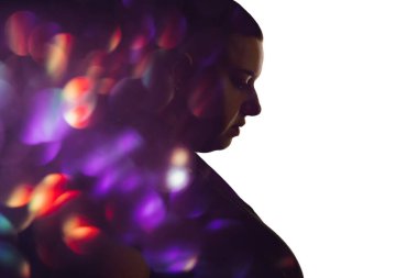 Vücut utancı çift pozlama şekli obez kadın