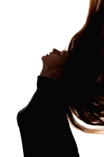 Beauté silhouette soins capillaires traitement femme cheveux — Photo