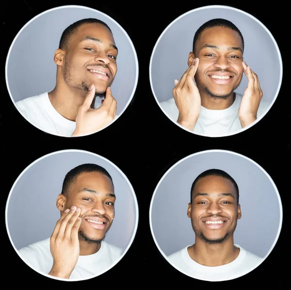 Homem facial cuidados da pele colagem Africano conjunto de 4 — Fotografia de Stock