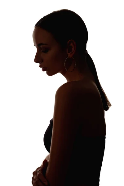 Donna silhouette femminile abuso vittima depressa — Foto Stock