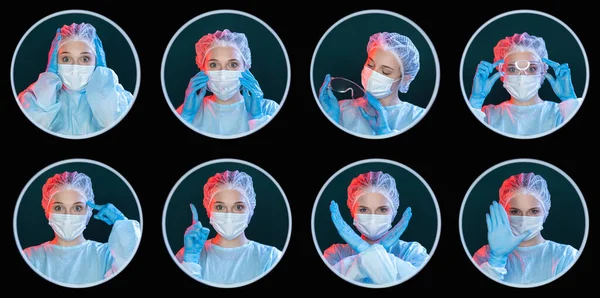 surgeon portrait collage quarantine hygiene set 8