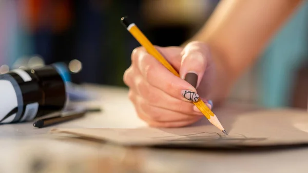 Art school sketching skill designer hand drawing — Stock Photo, Image