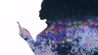 Sosyal ağ silueti siyah kadın mobil girdisi