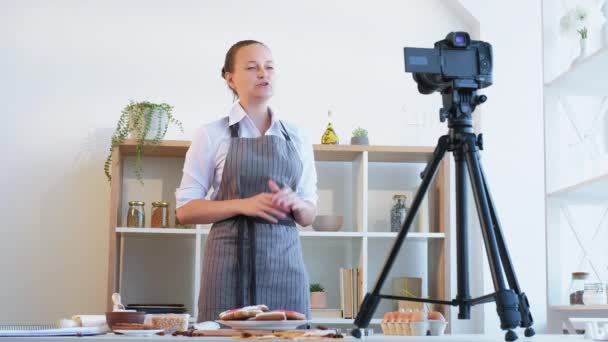 Culinaire blog online webinar praten — Stockvideo