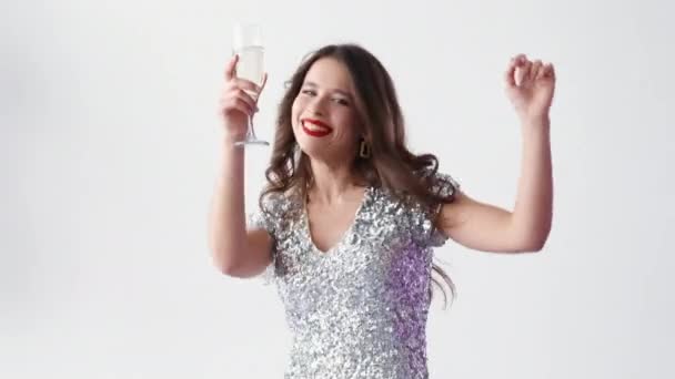 Ünnepi party boldog nő ünnep ünneplés — Stock videók
