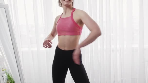 Latin choreography bachata dance woman exercising — Stock Video