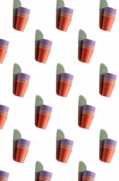 Cups mönster bakgrund takeaway dryck röd vit — Stockfoto