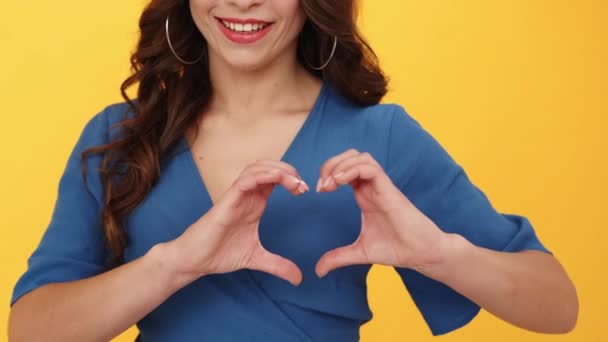 爱情的标志同情支持女人的心的姿态 — 图库视频影像