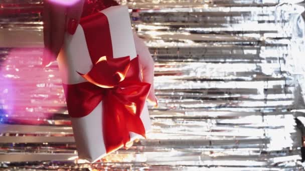 Regalo navideño felicitación sorpresa navidad felicitaciones — Vídeos de Stock