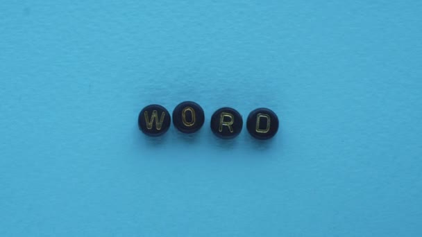 Słowo tekst typografia design gif kostki litery niebieski — Wideo stockowe
