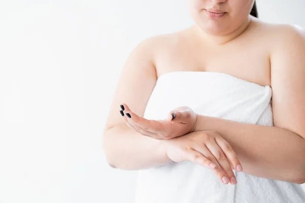 Körperbehandlung plus Größe Frau empfindliche Haut — Stockfoto
