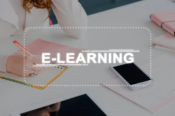 Αρχική e-learning εξ αποστάσεως εκπαίδευσης φοιτητές gadgets — Φωτογραφία Αρχείου