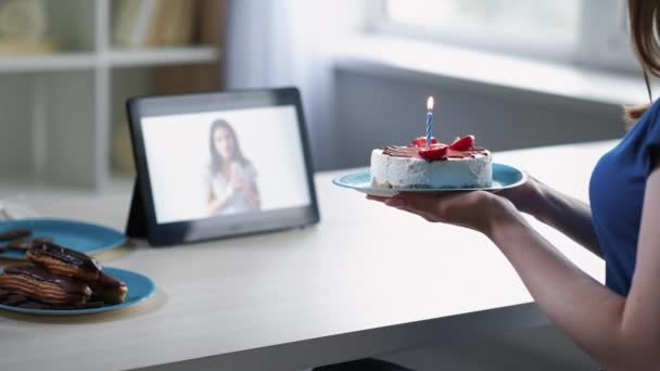 Cumpleaños deseo en línea saludo celebración virtual — Vídeos de Stock