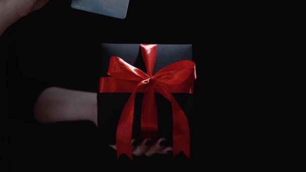 Weihnachtsgeschenk Online-Shopping einfache Zahlungen schnell — Stockvideo