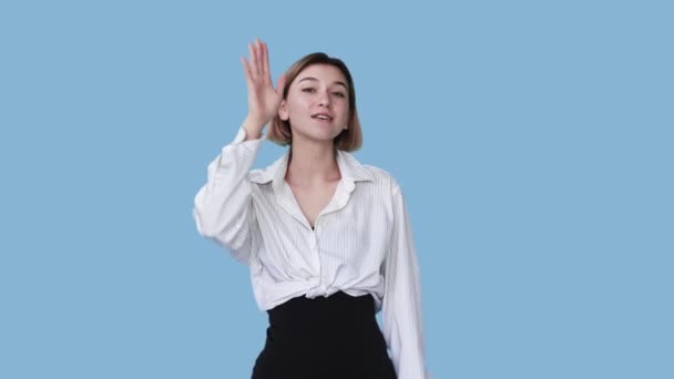 Ciao gesto aria bacio ragazza salutando gif loop — Video Stock