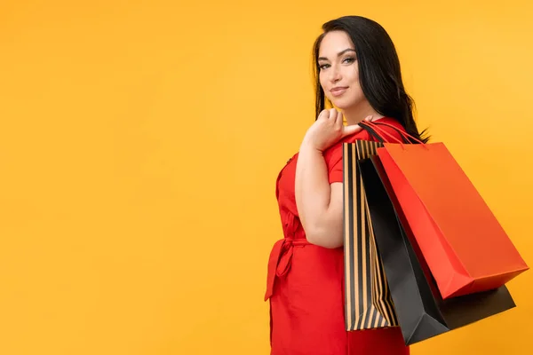 Ir às compras mulher elegante férias venda quente — Fotografia de Stock