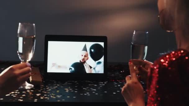 Virtueel corporate party online feest team — Stockvideo