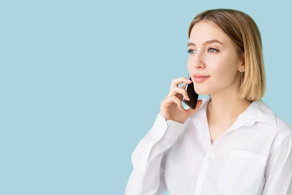 Pleasant call business woman mobile communication — Stock Photo, Image