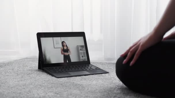 Domácí tělocvična on-line školení výuková lekce zdravé — Stock video
