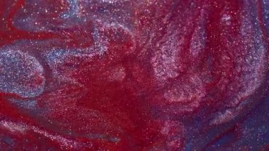 Sıçrama karışımı. Parlak dalga. Soyut akrilik yaratıcı arka planda yayılan kırmızı, mavi, gri, ışıl ışıl bir doku..