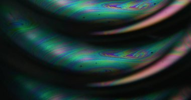 Görüntü dalgası karışımı. Köpük sıvısı. Yeşil mavi neon renkli boya eğrisi ıslak siyah doku soyut akrilik açık sanat arka planında yüzüyor..