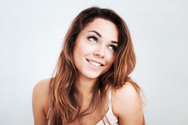 Neşeli kadın örnek alıyor