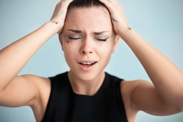 La donna con il trucco rovinato — Foto Stock