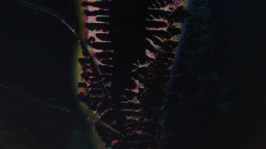 Sıvı damlası. Bozuk doku. Koyu mavi obje gürültü hasarı akış piksel ekranı dijital efekt soyut arkaplanı örtüyor.