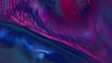 Parlak mürekkep. Soyut sim arkaplanı. Odaklanmamış mavi kırmızı renk su dalgalanma deseni sıvısı koyu siyah sanat üzerinde yüzüyor.