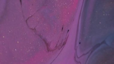 Işıltılı akış. Arkaplanı boya. Bulanık pembe mavi renk su lekeleri kabarcıklar soyut soyutlama üzerinde yüzen parçacıklar..