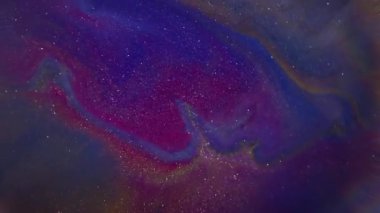 Mürekkep sıvısı. Bulanık parlayan su. Soyut sanat akrilik arka planda yüzen mavi turuncu renk su parıltısı dokusu.