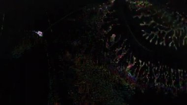 Statik sıçrama. Bozulma sesi. Mavi turuncu renk frekansları sıvı fütüristik tasarım siyah sanat soyut arkaplan sallıyor.