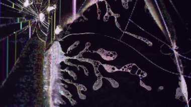 Dijital frekans. Sinyal teknolojisi. Sarı siyah renk gürültü titreşim sıvı dalgalar pembe kırık çizgiler sanat soyut arkaplan.