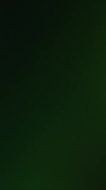 Dikey video. Mercek parlıyor. Yumuşak ışık örtüsü. Eski sinematik yansıma efekti. Gece ışığı yeşil parlaması soyut siyah arkaplan.