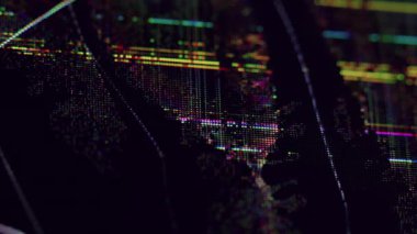 Elektronik arıza. Bozuk doku. Koyu siyah obje gürültü sıvı akış piksel ekran soyut bokeh arkaplan üzerinde etkisiComment.