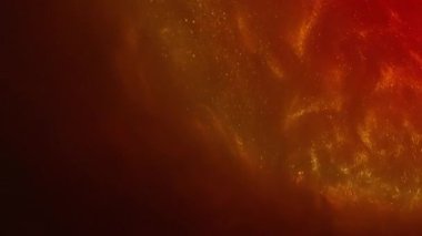 Parlak karışım. Alev sıvısı. Kırmızı turuncu spiral parlak renkli boya akışı siyah arkaplanda karışıyor. Bulanık, parlak, parlak, soyut su..