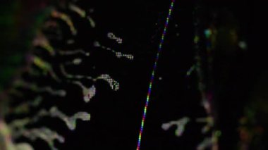 Sanat sıvısı kristal. Sinyal hatası. Bulanık mavi renk sıvısı koyu siyah soyut bokeh arkaplanda ışık dijital bozulmasını gösterir.