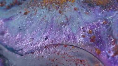 Akrilik mürekkep. Işıl ışıl. Bulanık mavi sarı renk deseni. Soyut bokeh arkaplan üzerine parıltı sıçraması..