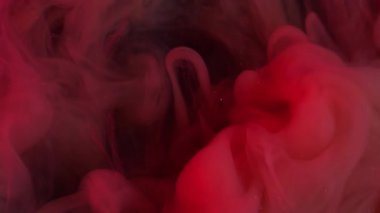 Sis dalgası. Renk dumanı. Odaklanmamış pembe mavi gökkuşağı bulut buharı soyut sanat üzerine yayılan su dokusunu koyu siyah arka plan üzerine boyarlar..