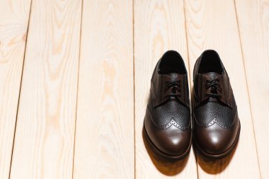 leather men's shoes.  background with  free space