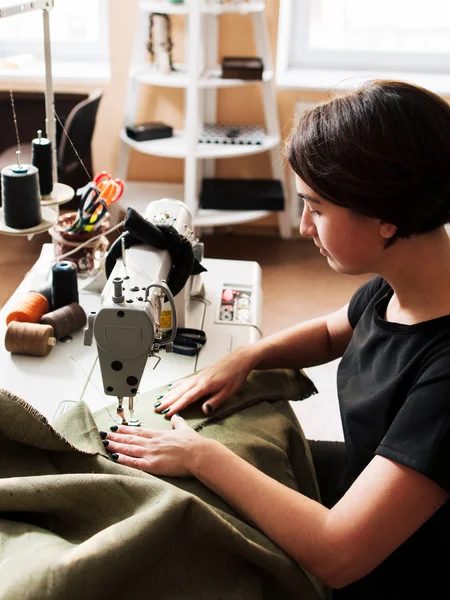 Seamstress making clothes. Workplace of  tailor — Stock Photo, Image