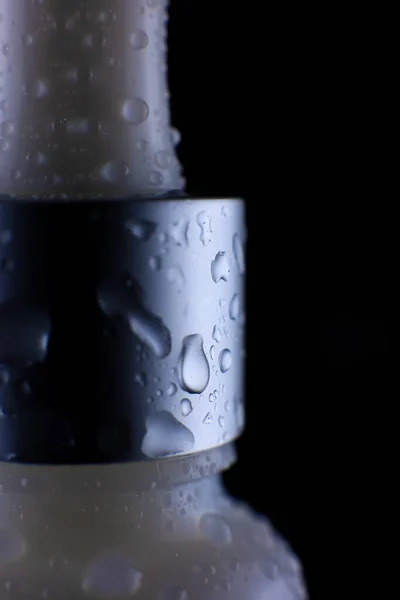 Pipette Bottle Grey Stopper Black Background — Stock Photo, Image