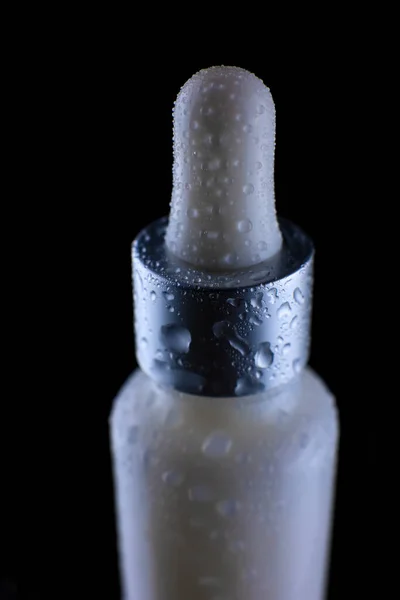 Cork White Bottle Close Dewdrops — Stock Photo, Image