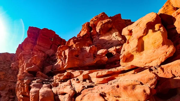 Горные Скалы Каньона Красны Фоне Голубого Неба — стоковое фото