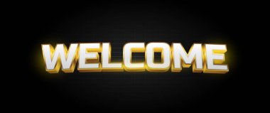 Zarif ve lüks görünen beyaz ve altının kombinasyonu ile hoş geldiniz metin afişi