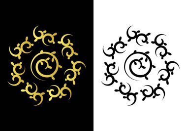 Dekoratif çizgi sanat altın çerçeve tasarımı