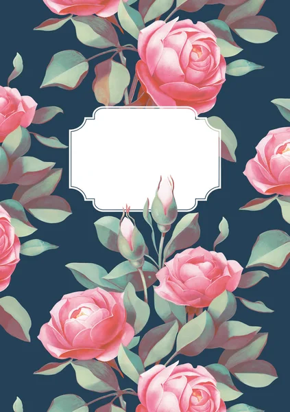 Cadeau kaart of boek dekking met rozen — Stockfoto
